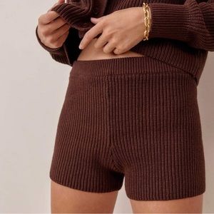 Reformation Fiore brown sweater shorts